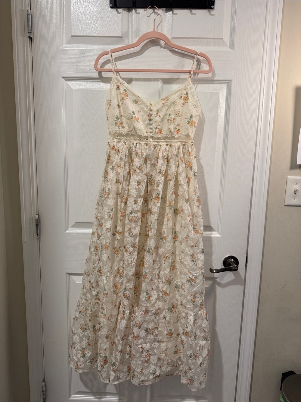 NWT Altar’d State Cream Floral Sundress with Spaghetti Straps